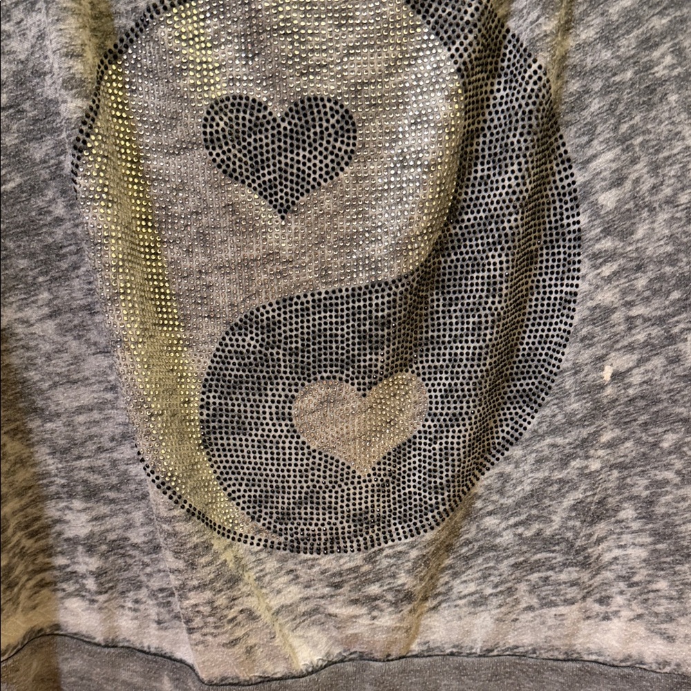 Gray Yin Yang Heart Women's Top - Picture 2 of 4